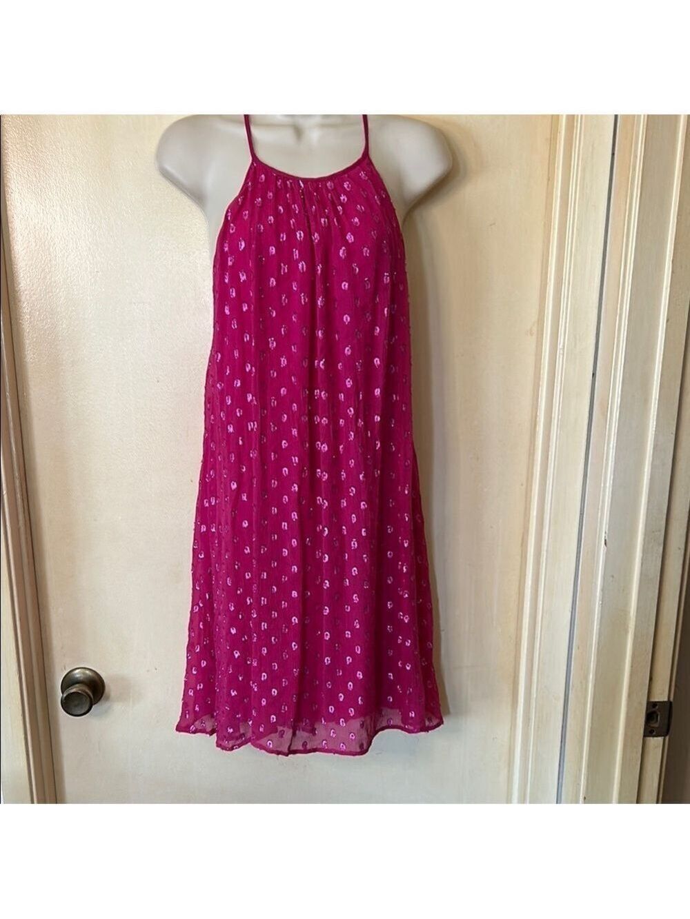 Ella Moss Fuchsia Silk Sparkly Sundress size S